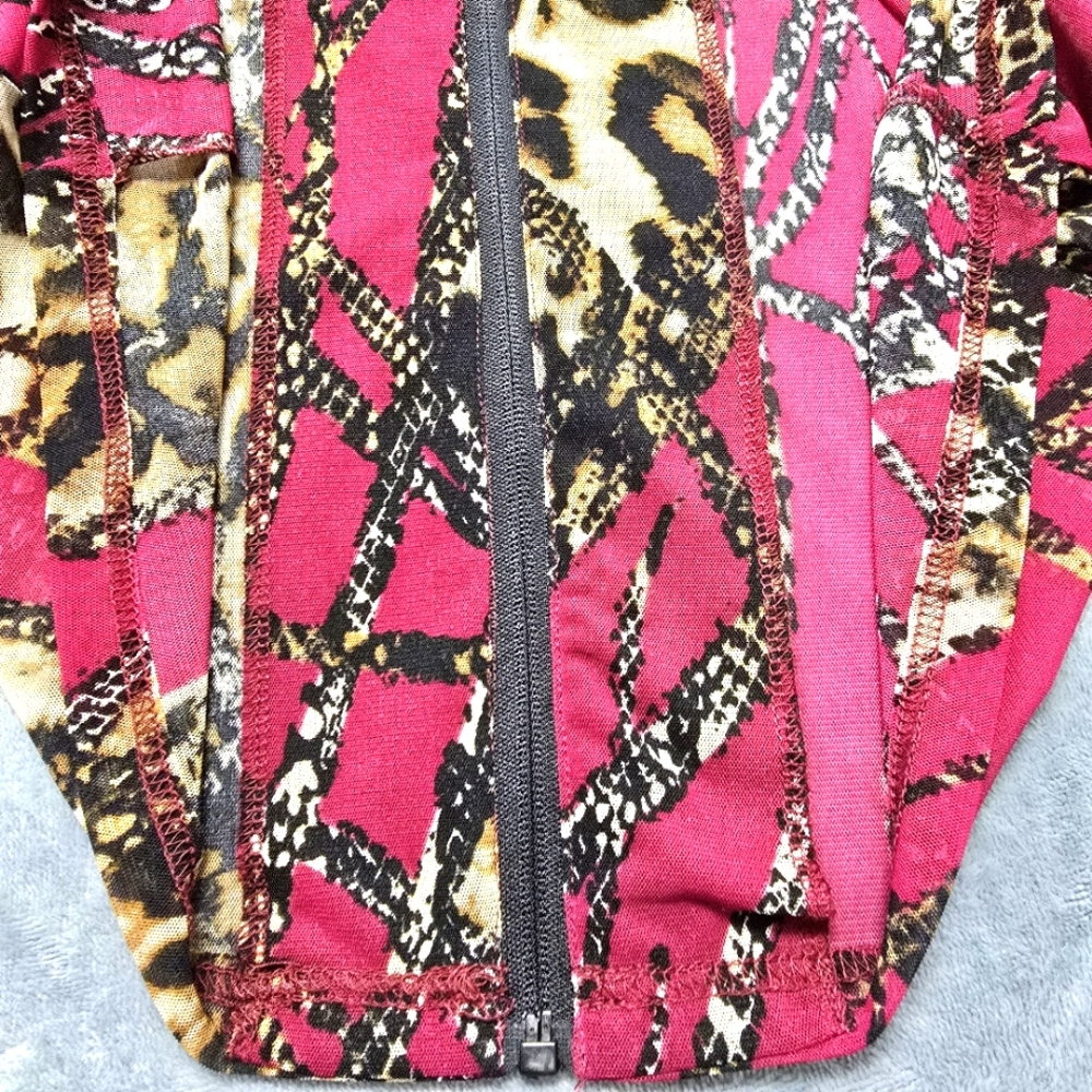 2/$30 H&M Sheer Snake Print Zip Front Womens Blouse Size M Office Siren - Picture 9 of 13
